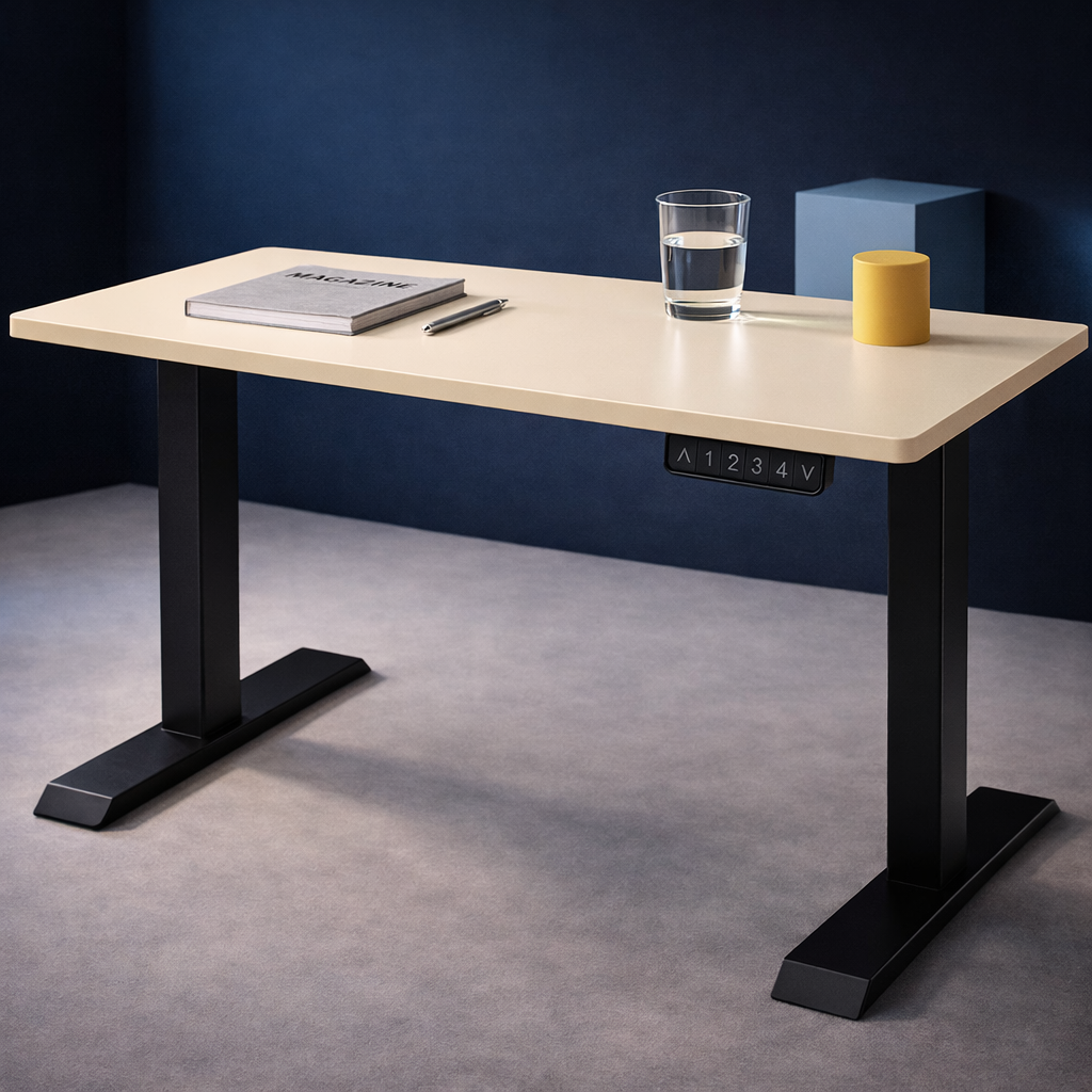 ZY-02 Cream Beige Electric Height Adjustable Standing Desk