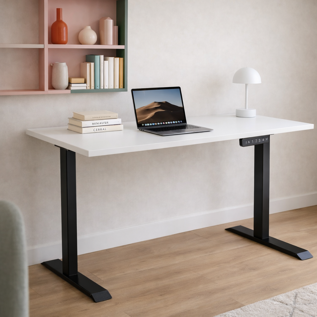 ZY-02 Dual Motor 2-Stage Electric Standing Desk White Minimalist Adjustable Height Quiet Home Office Desk