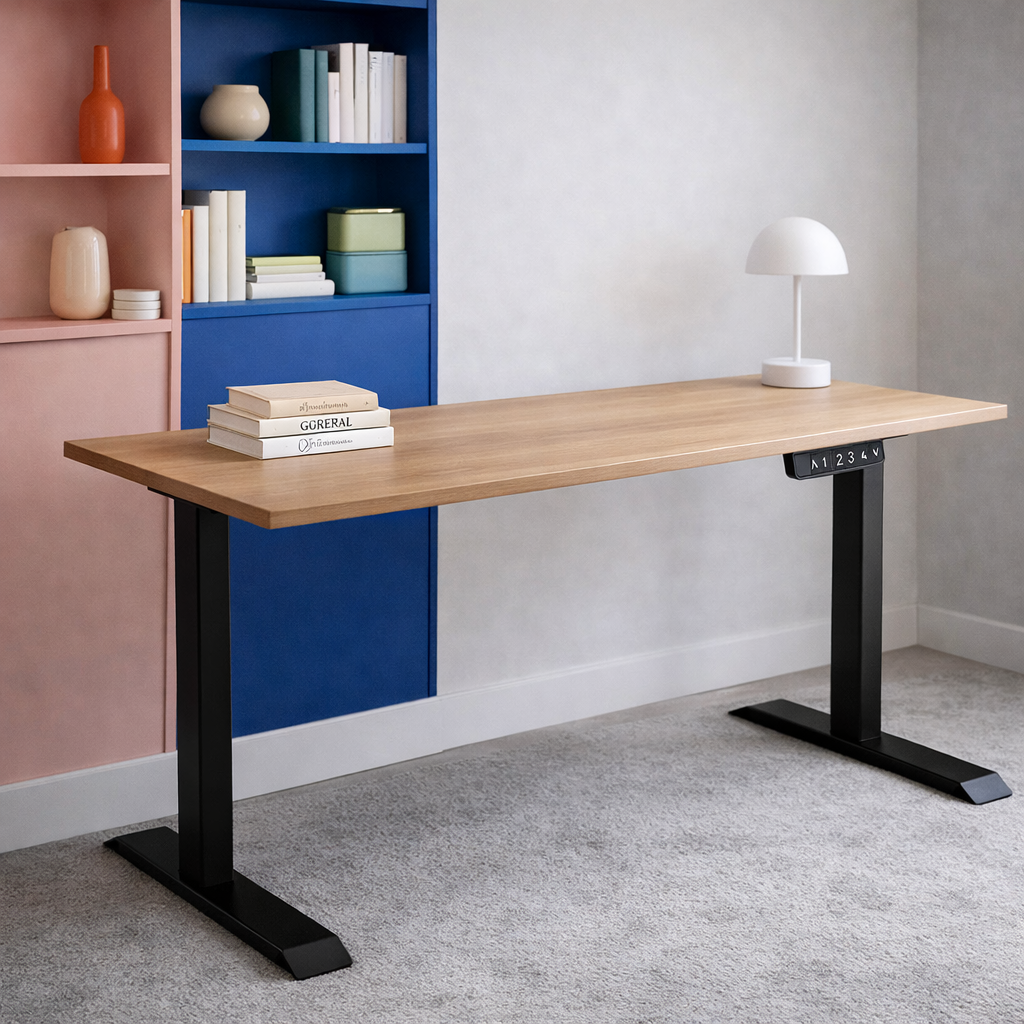 ZY-02 Dual Motor 2-Stage Electric Standing Desk Industrial Style Adjustable Height Heavy Duty Frame for Office Workspace
