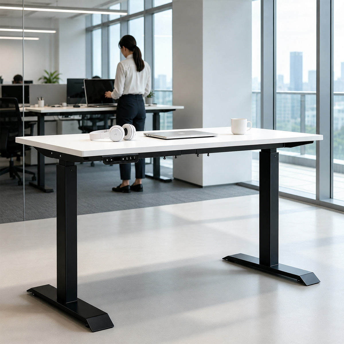 ZY-02 Dual Motor Height Adjustable Computer Desk with Anti Collision System for Smart Office Solutions
