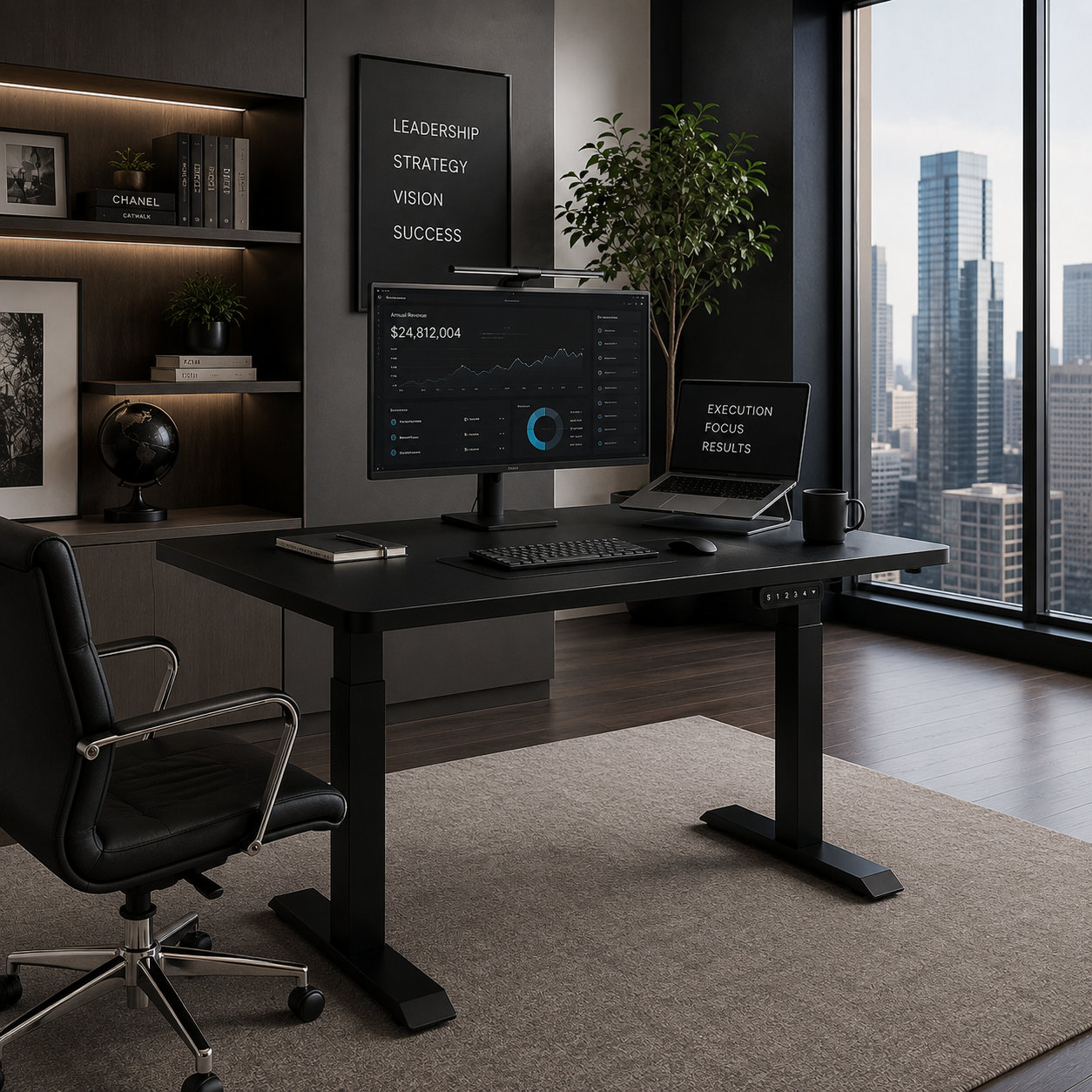 ZY-02 Two Stage Dual Motor Sit Stand Desk with Stable T-Leg Frame, Ergonomic Upgrade for Trading Company Supply