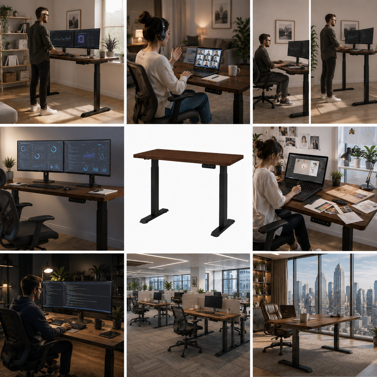 ZY-02 Two-Section Dual Motor Height Adjustable Desk with Quiet Operation for Enterprise Workstations