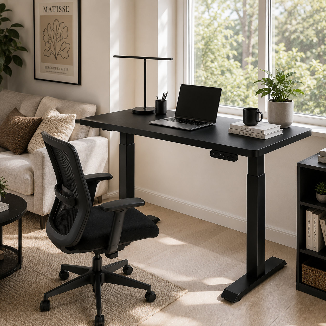 ZY-02 2-Stage Dual Motor Standing Desk Smart Memory Presets Stable T-Leg Design for Corporate Workstations