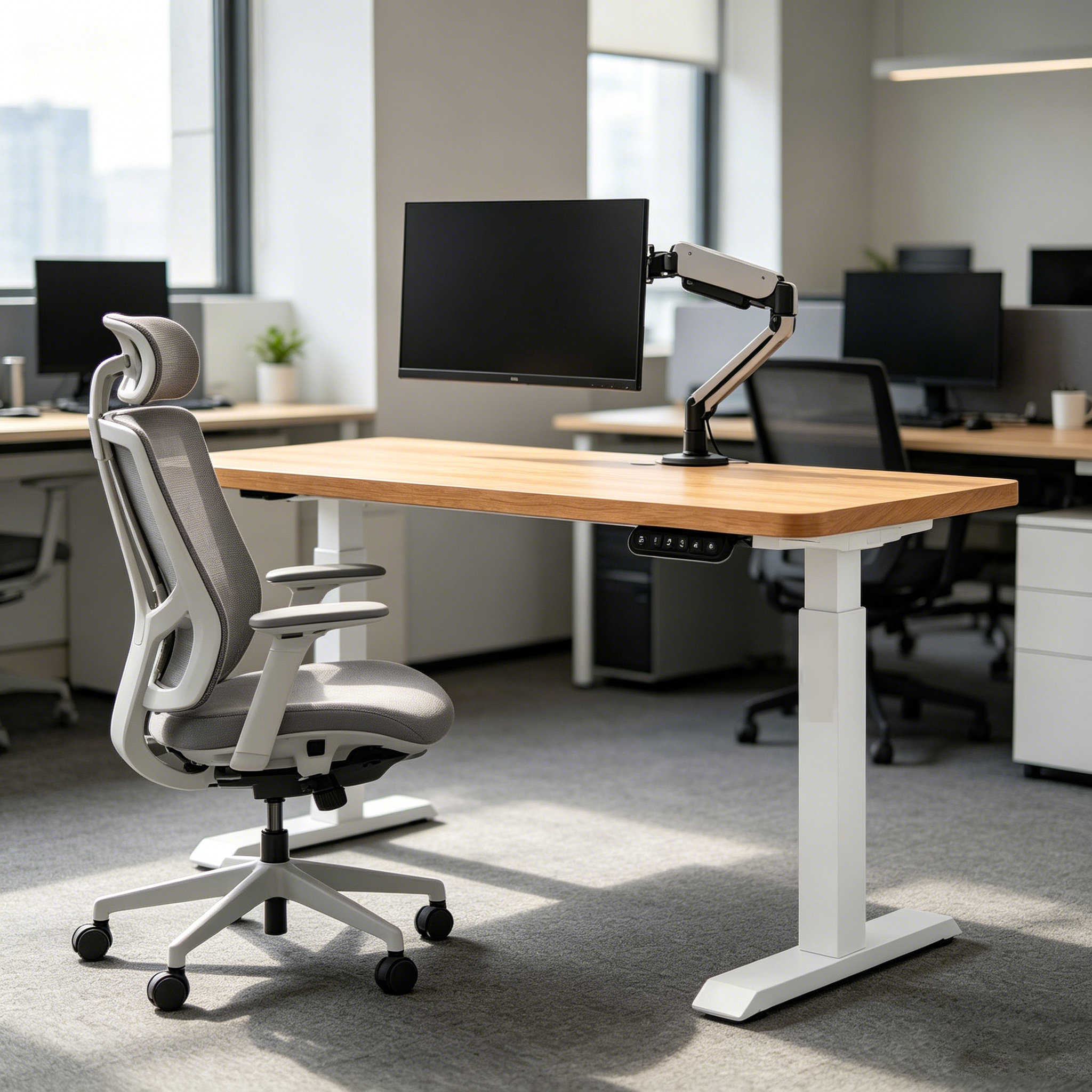 ZY-02 Dual Motor Two-Section Adjustable Standing Desk with Memory Control for Coworking Spaces