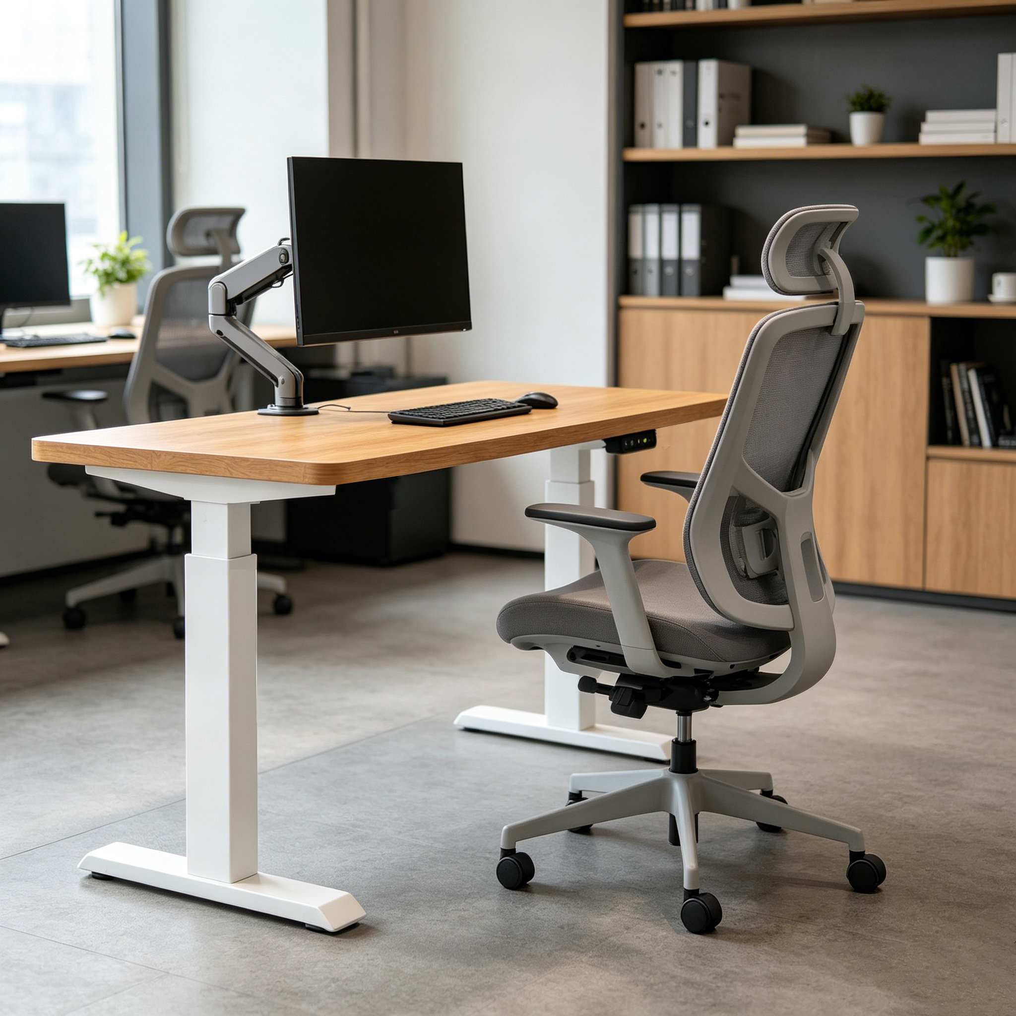 ZY-02 Electric Height Adjustable Dual Motor Desk with Two-Stage Columns for Dealer Showrooms