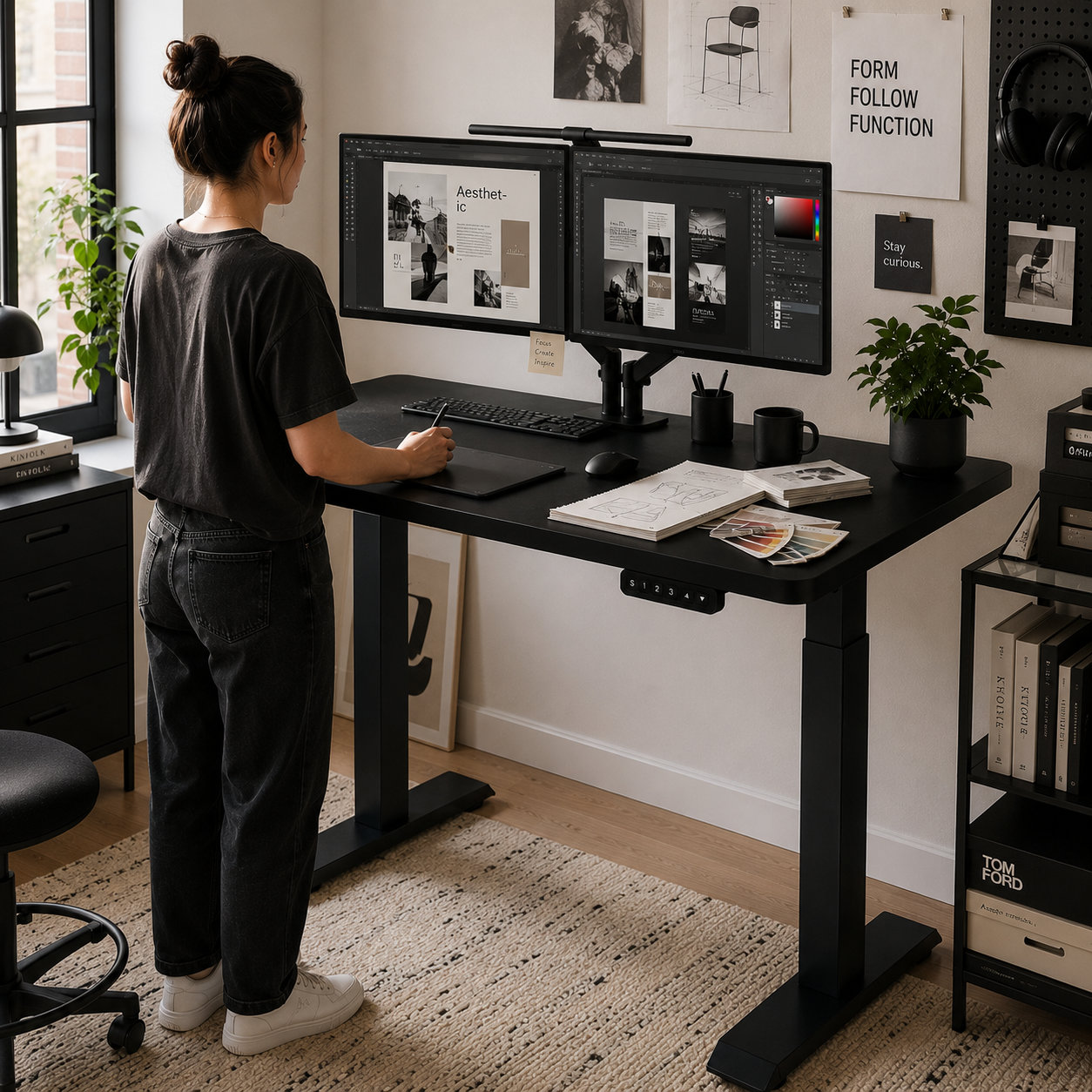 ZY-02 2-Stage Dual Motor Electric Standing Desk 4-Memory Control Stable Lift for Corporate Offices