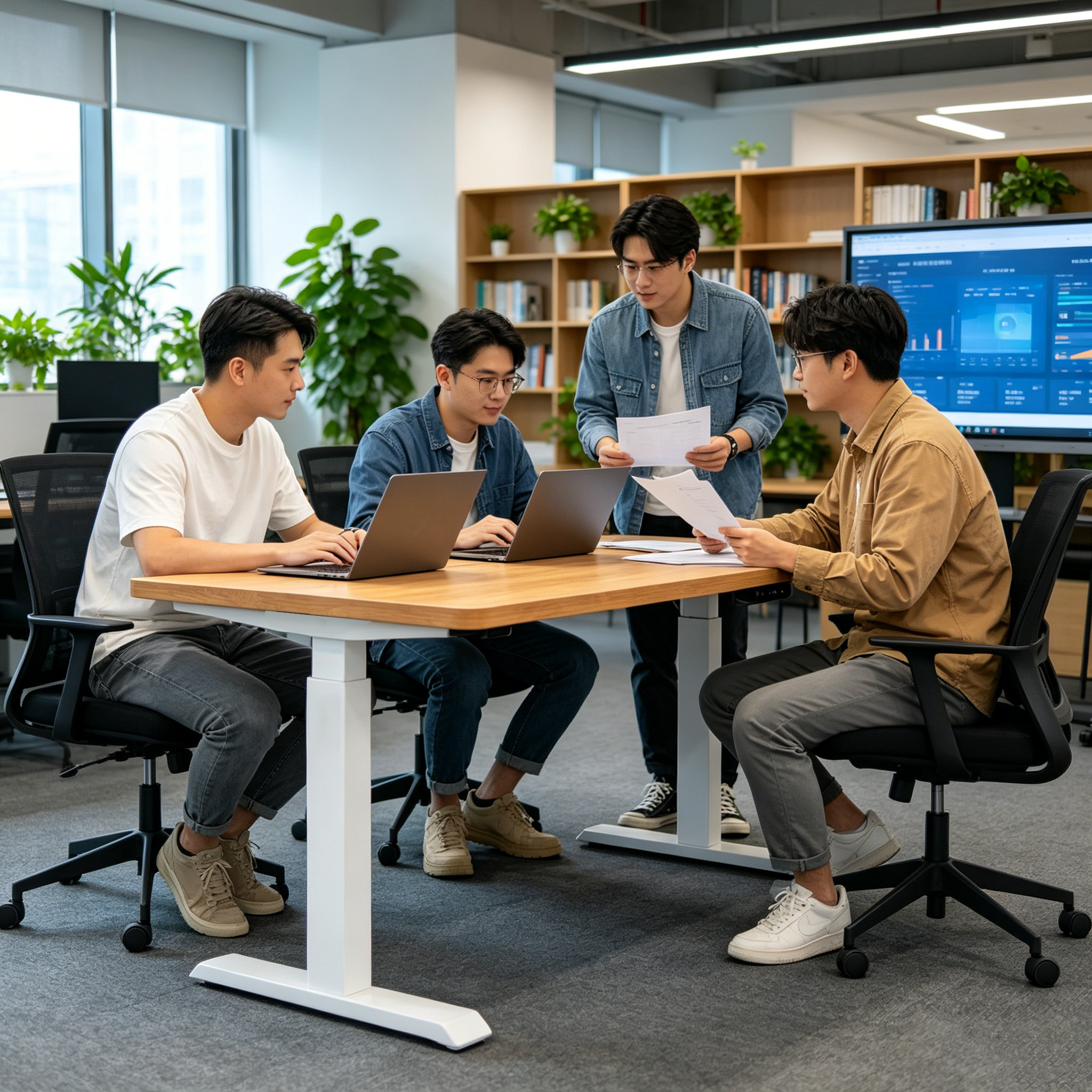 ZY-02 Two-Stage Dual Motor Height Adjustable Standing Desk with Stable Lift System for Corporate Offices