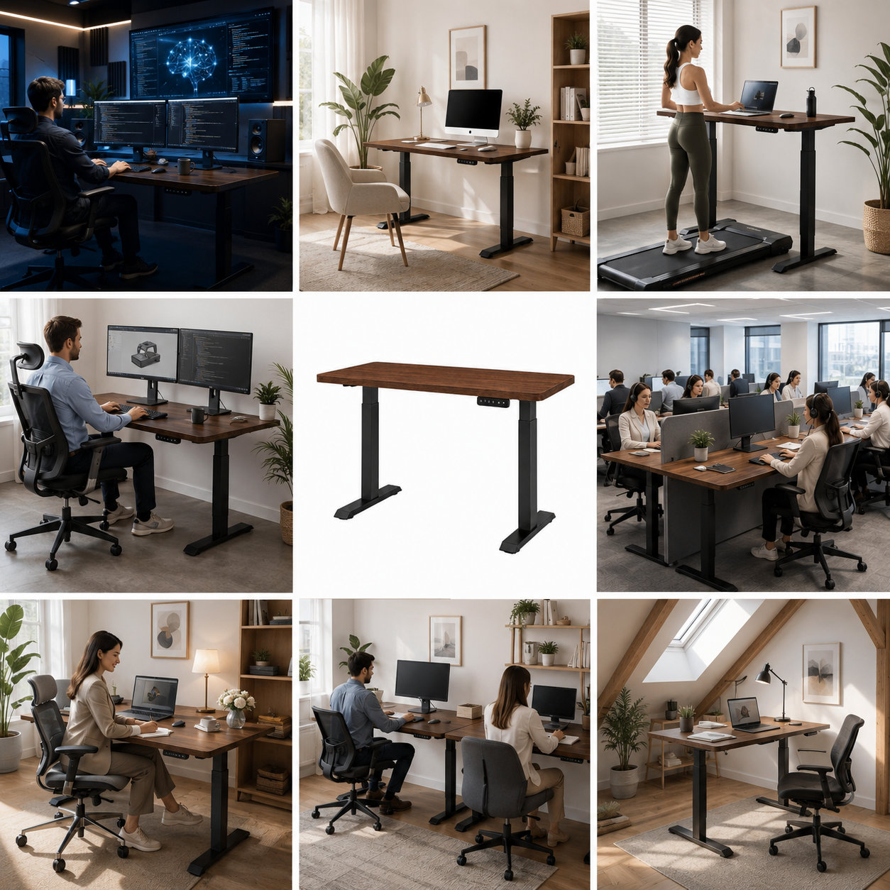 ZY-02 Electric Dual Motor Two-Stage Workstation Desk with Black T-Leg Frame for Commercial Fit-Outs