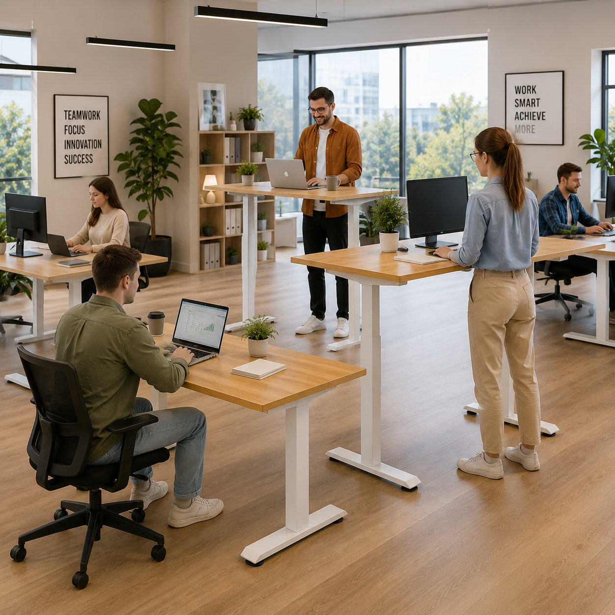 ZY-02 2-Stage Dual Motor Sit Stand Desk with Quiet Lift Technology for Co Working Spaces