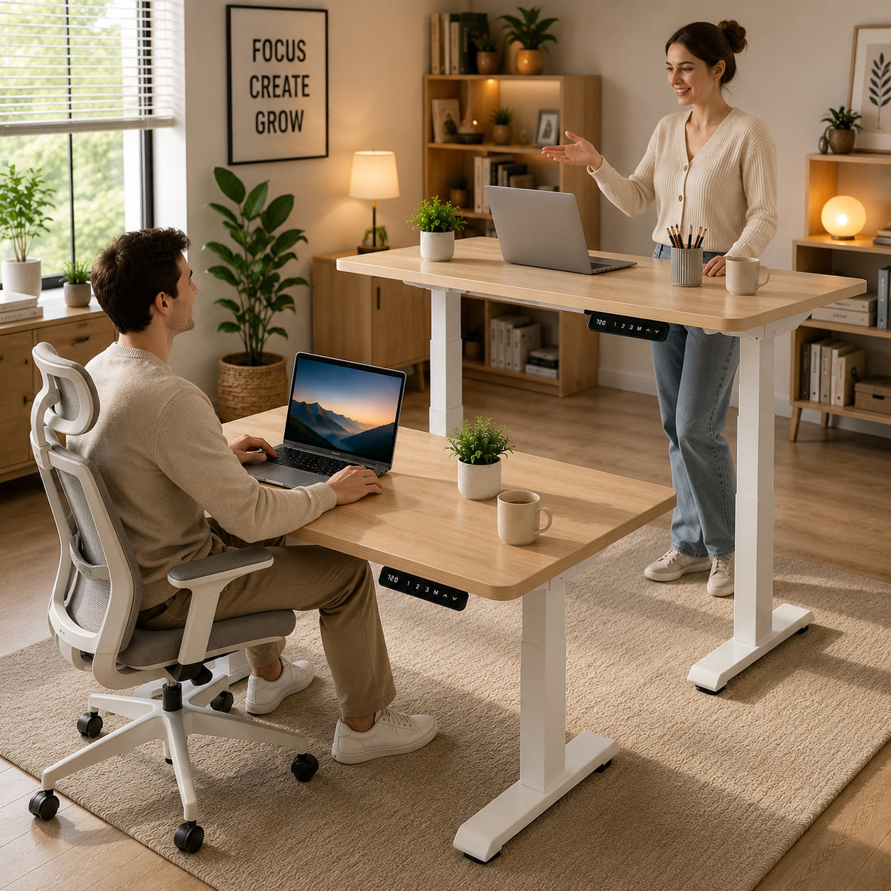 ZY-02 2-Stage Dual Motor Height Adjustable Desk with Heavy Load Capacity for Enterprise Offices