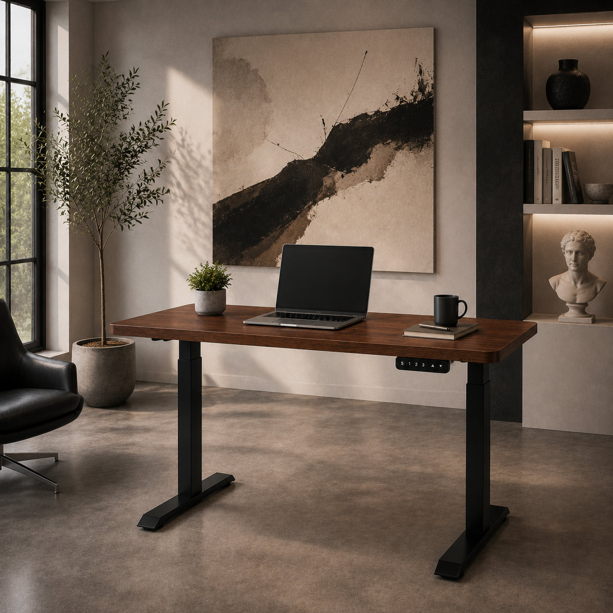 ZY-02 Two-Motor 2-Column Electric Desk Frame with Stable T-Leg Support, Commercial Office Fit-Outs