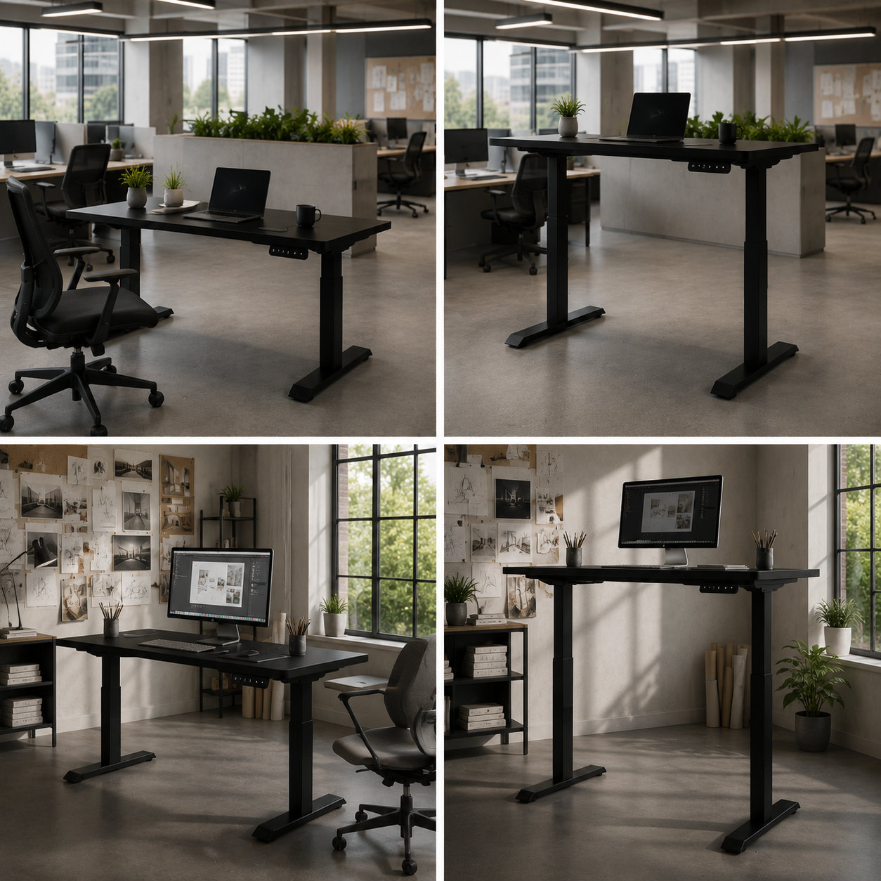 ZY-02 Dual Drive Two-Section Standing Desk Legs with Stable Wide Feet, Shared Service Centers