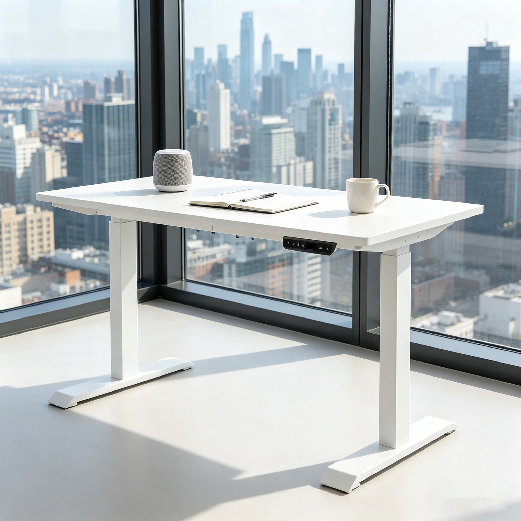 ZY-02 Two Motor Adjustable Standing Workstation with Black Steel Legs for Office Furniture Agents