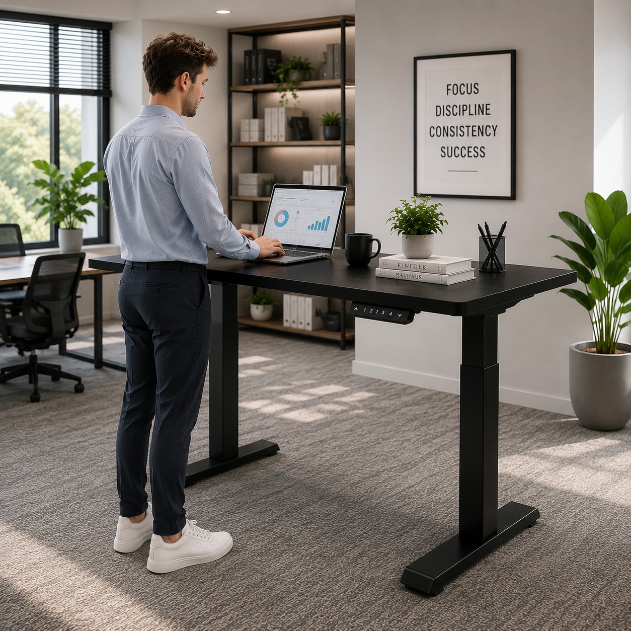 ZY-02 Dual Motor 2-Stage Electric Standing Desk with Memory Preset Controller for Corporate Office Workstations