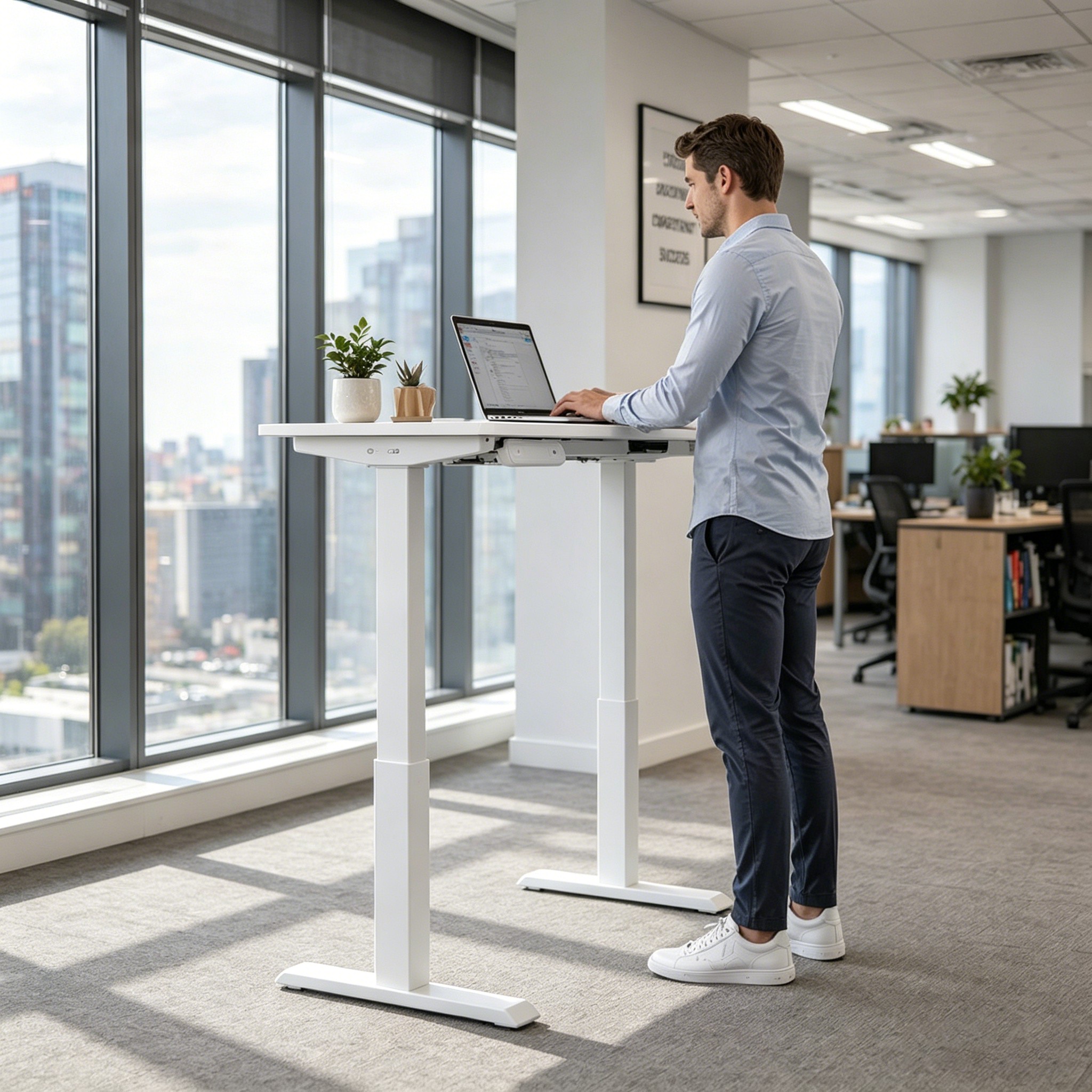 ZY-02 Ergonomic Dual Motor Standing Desk with 2-Stage Adjustable Frame for Modern Offices