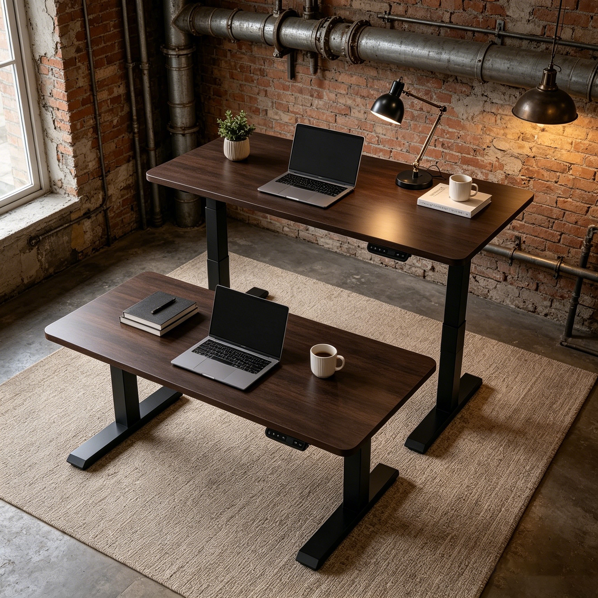 ZY-02 2-Stage Dual Motor Adjustable Sit Stand Desk with Industrial Frame for Commercial Projects