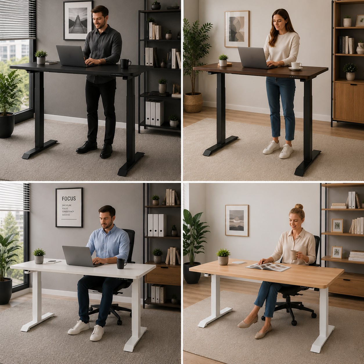 ZY-02 2-Stage Dual Motor Sit Stand Workstation with Smart Controller for Open Plan Offices