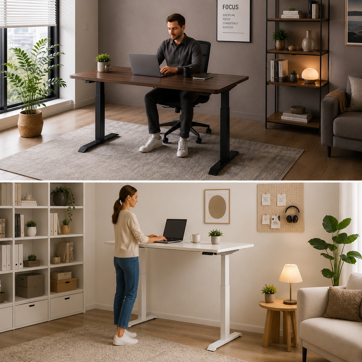 ZY-02 2-Stage Dual Motor Ergonomic Standing Workstation with Digital Controller for Office Buildings