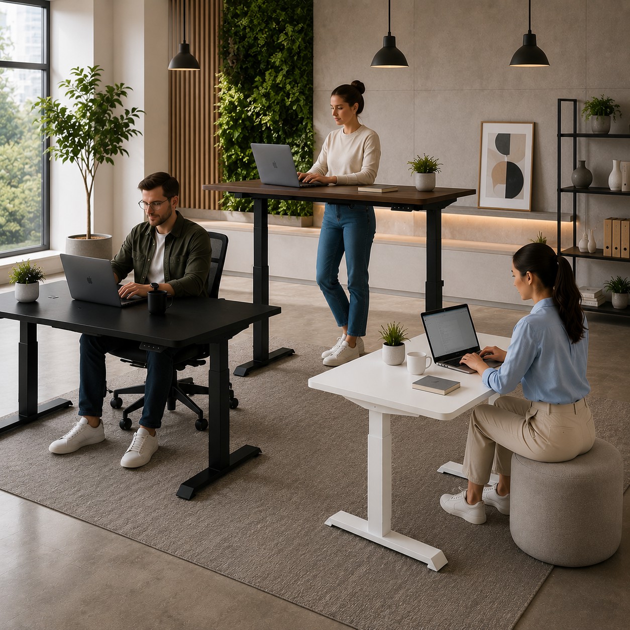 ZY-02 2-Stage Dual Motor Office Standing Table with Smooth Electric Lift for Shared Workspaces