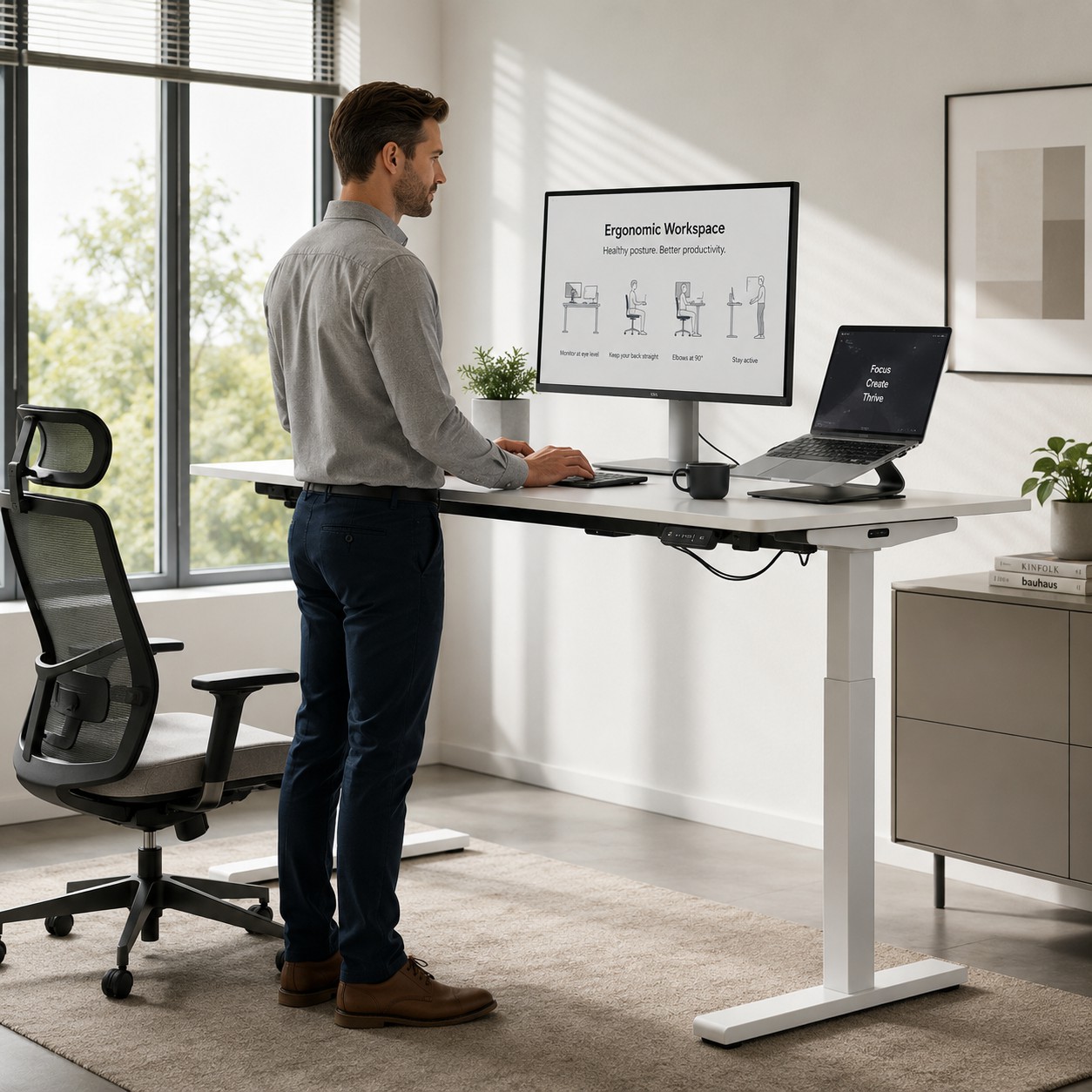 ZY-02 2-Stage Dual Motor Smart Office Desk with Ergonomic Height Control for Shared Workspaces