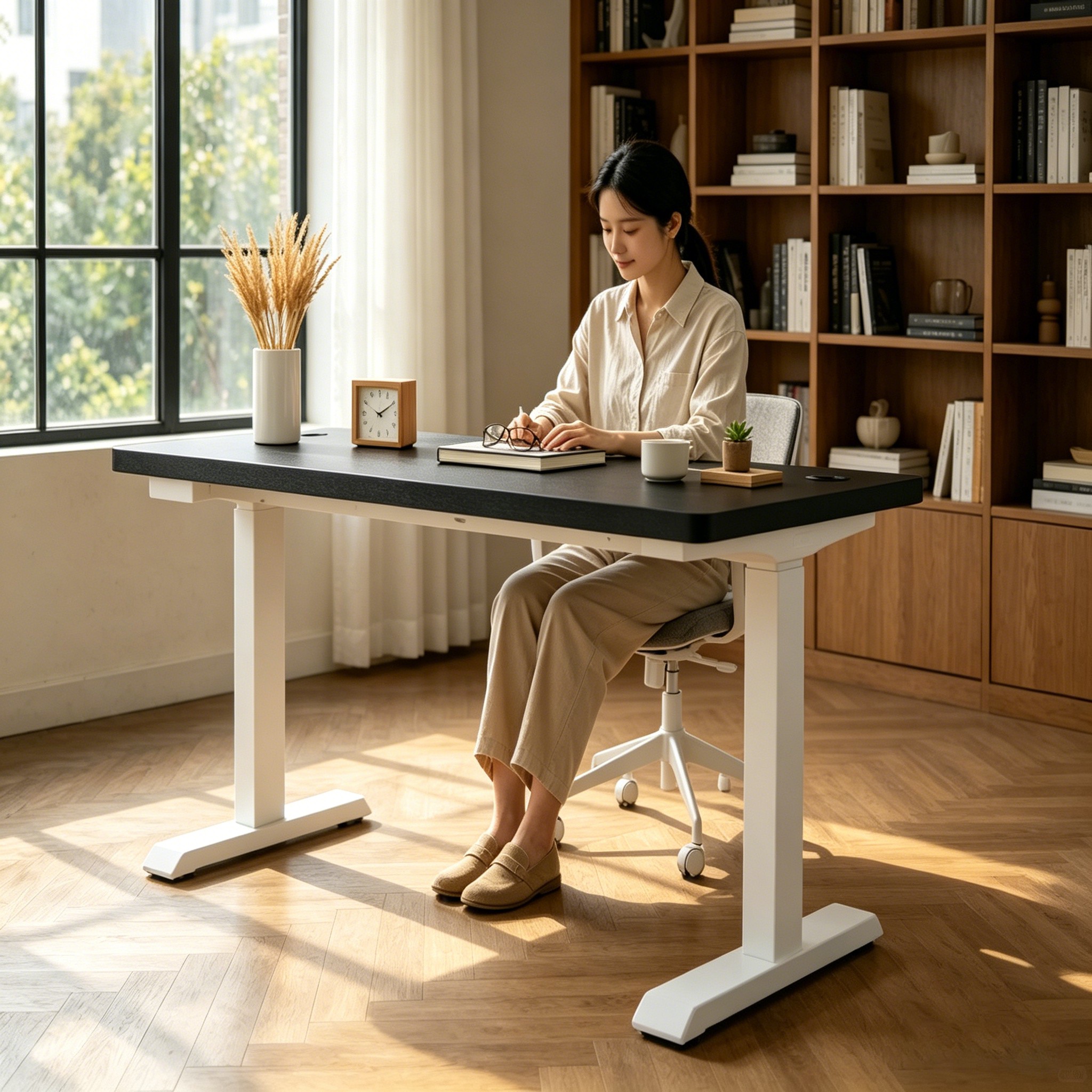 ZY-02 Commercial Electric Lift Desk with Dual Motor Frame for Ergonomic Workspace Planning
