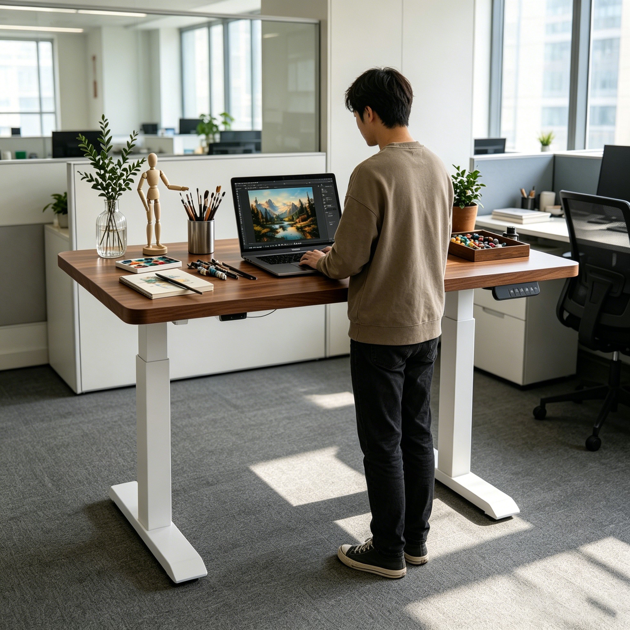 ZY-02 Commercial Dual Motor Lift Table with Memory Height Settings for Modern Office Interiors