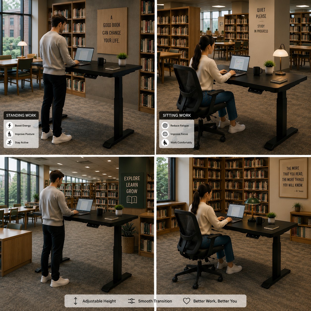 ZY-02 Dual Motor Two Stage Height Adjustable Table with Stable T-Base for Office Projects