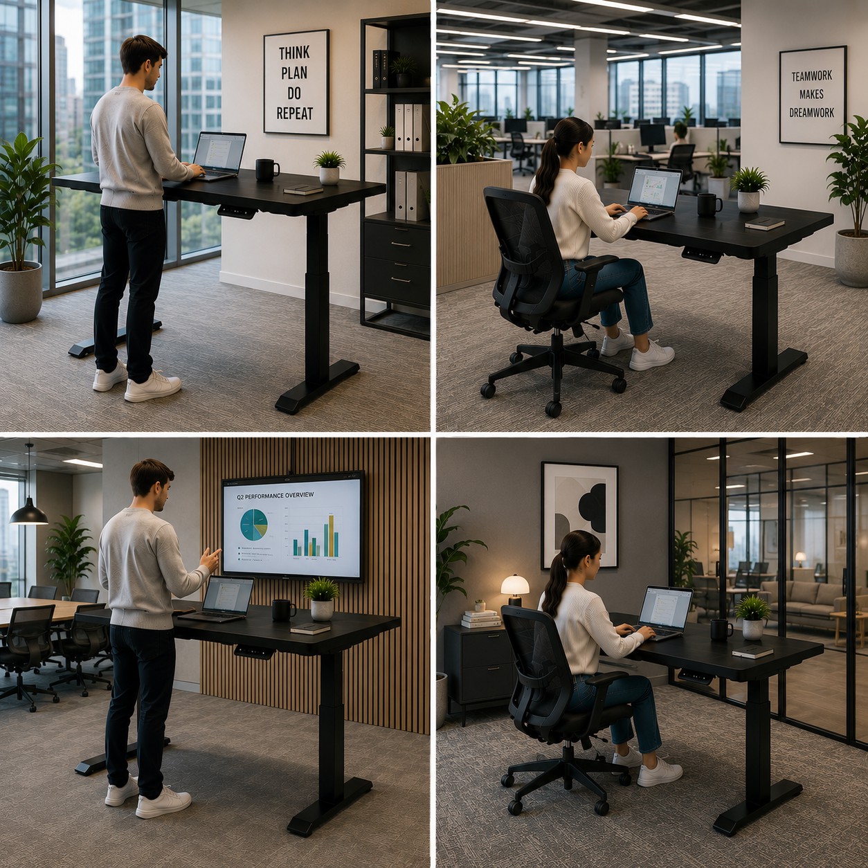 ZY-02 Electric 2-Stage Dual Motor Office Desk with Memory Presets for Commercial Procurement