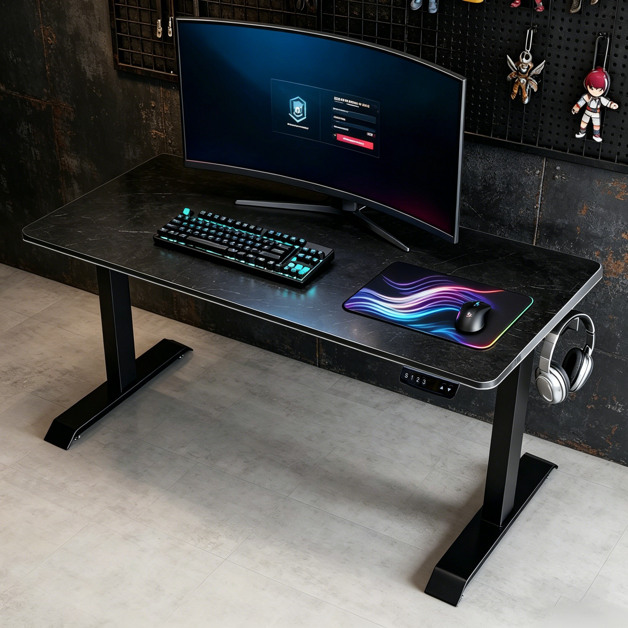 ZY-02 Dual Motor 2-Stage Adjustable Desk Frame with Black Desktop for Ergonomic Office Supply