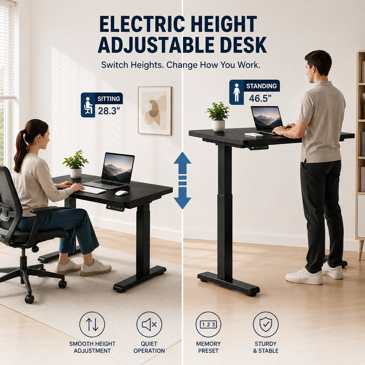 ZY-02 2-Stage Dual Motor Adjustable Standing Table with Precision Lift System for Corporate Workstations