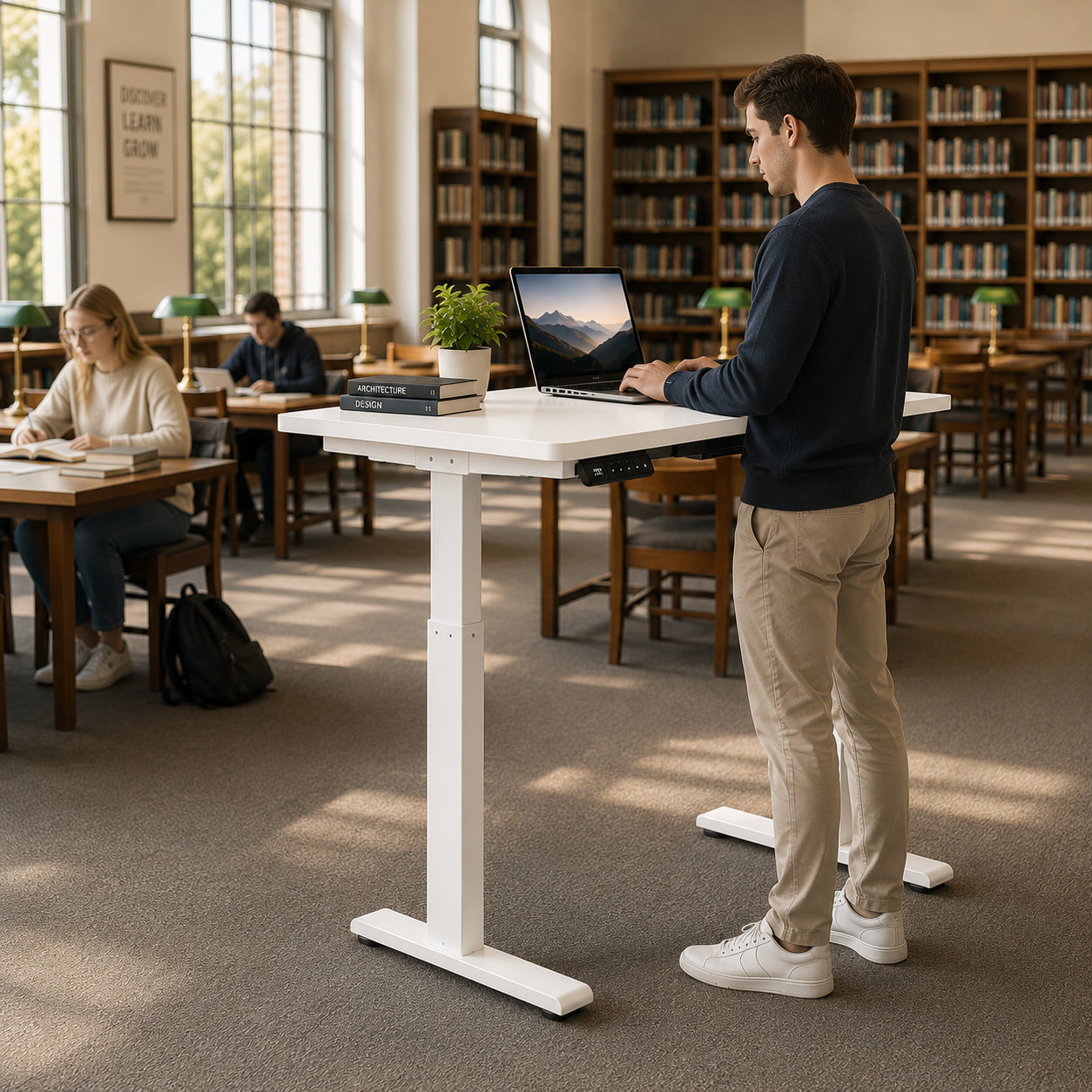 ZY-02 2-Stage Dual Motor Commercial Sit Stand Desk with Energy Efficient System for Large Office Installations