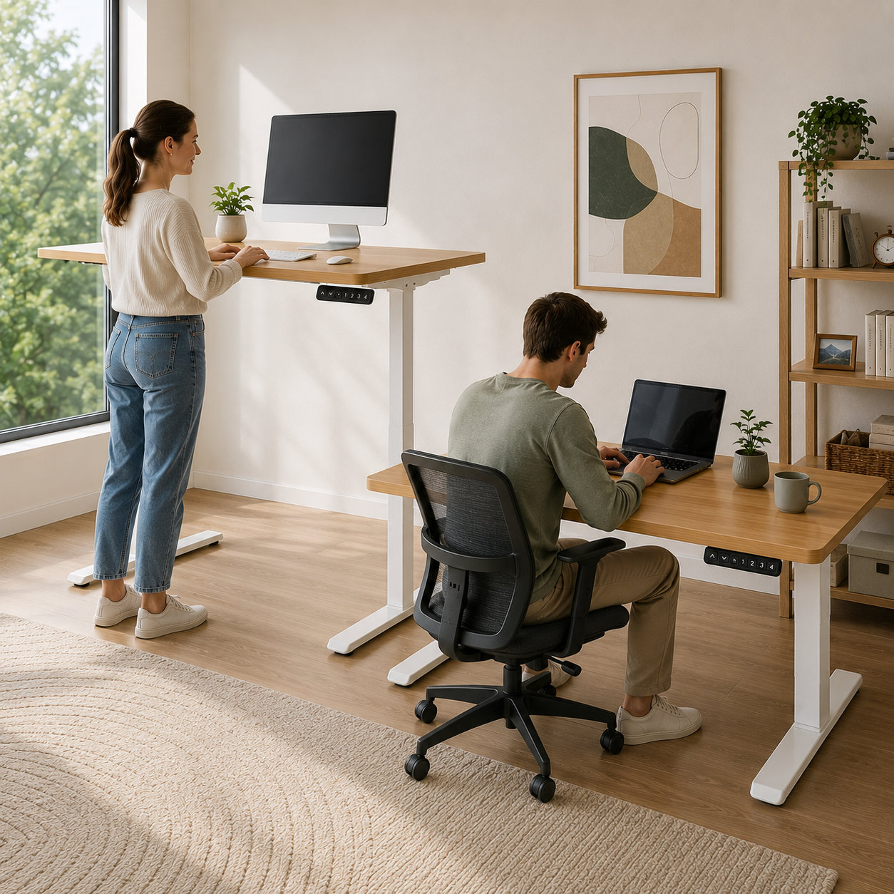 ZY-02 2-Stage Dual Motor Height Adjustable Standing Work Desk with Fast Response Control for Offices