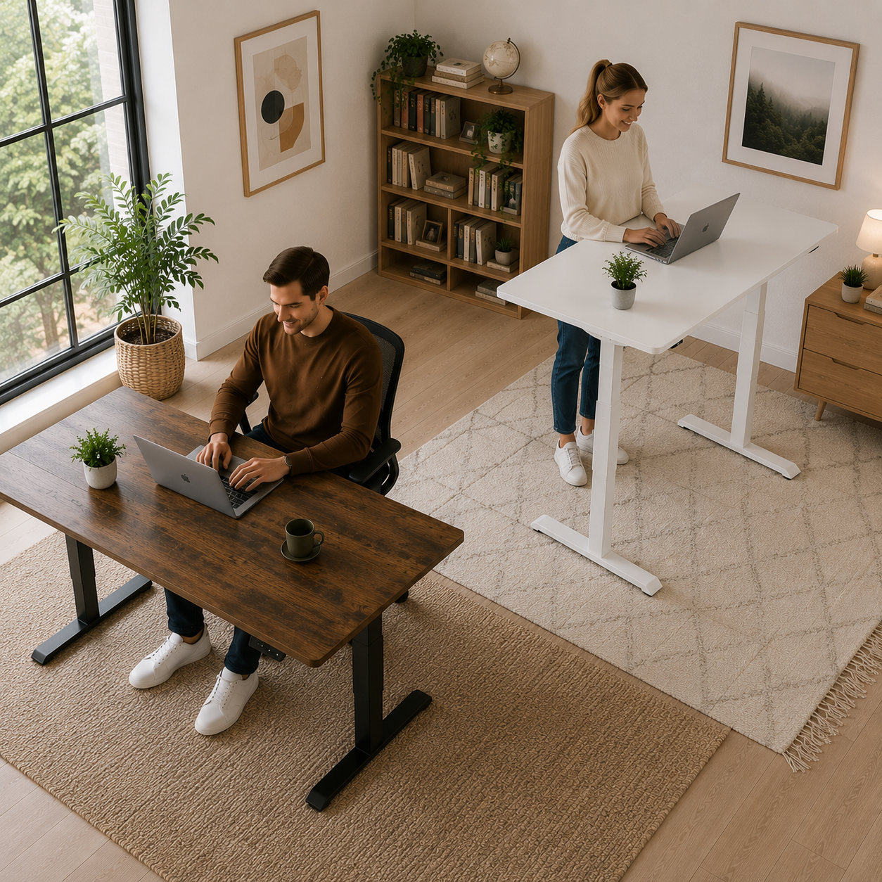 ZY-02 2-Stage Dual Motor Sit Stand Workstation with Quiet Lift Performance for Shared Office Environments