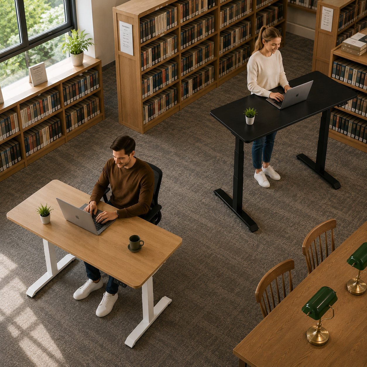 ZY-02 2-Stage Dual Motor Electric Office Table with Smooth Height Adjustment for Shared Workspaces