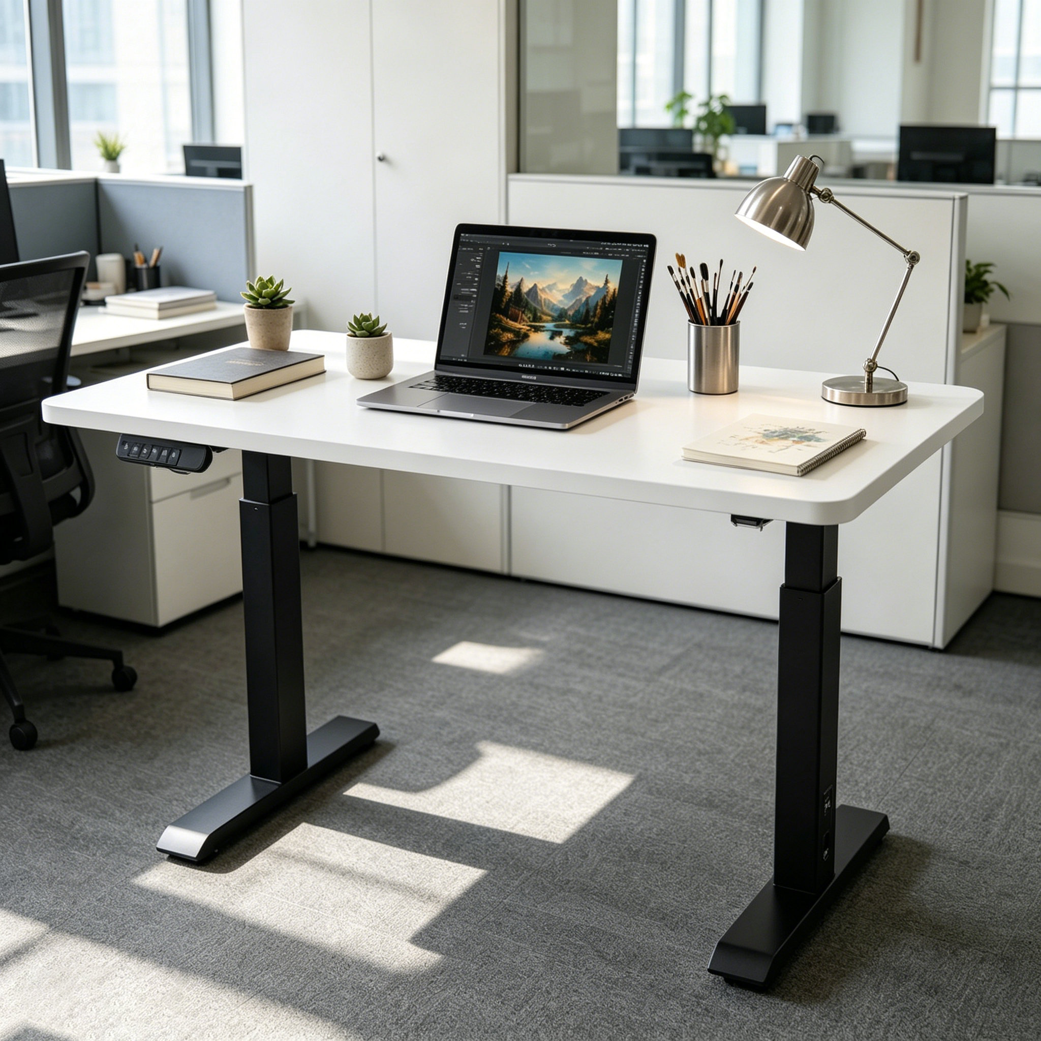 ZY-02 2-Stage Dual Motor Electric Sit Stand Table with Industrial Steel Frame for Workspace Solutions