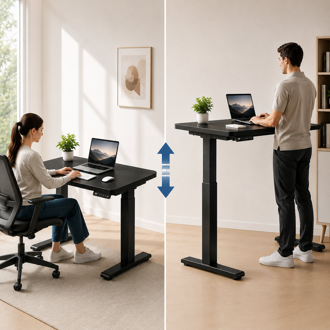 ZY-02 2-Stage Dual Motor Ergonomic Height Adjustable Desk with Silent Operation for Enterprise Offices