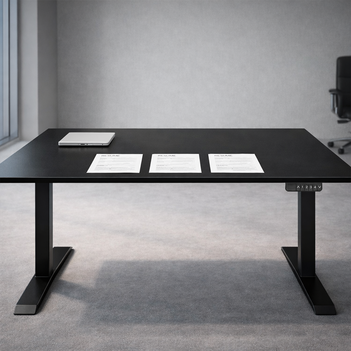 ZY-02 Black Dual Motor Standing Desk Office Scene