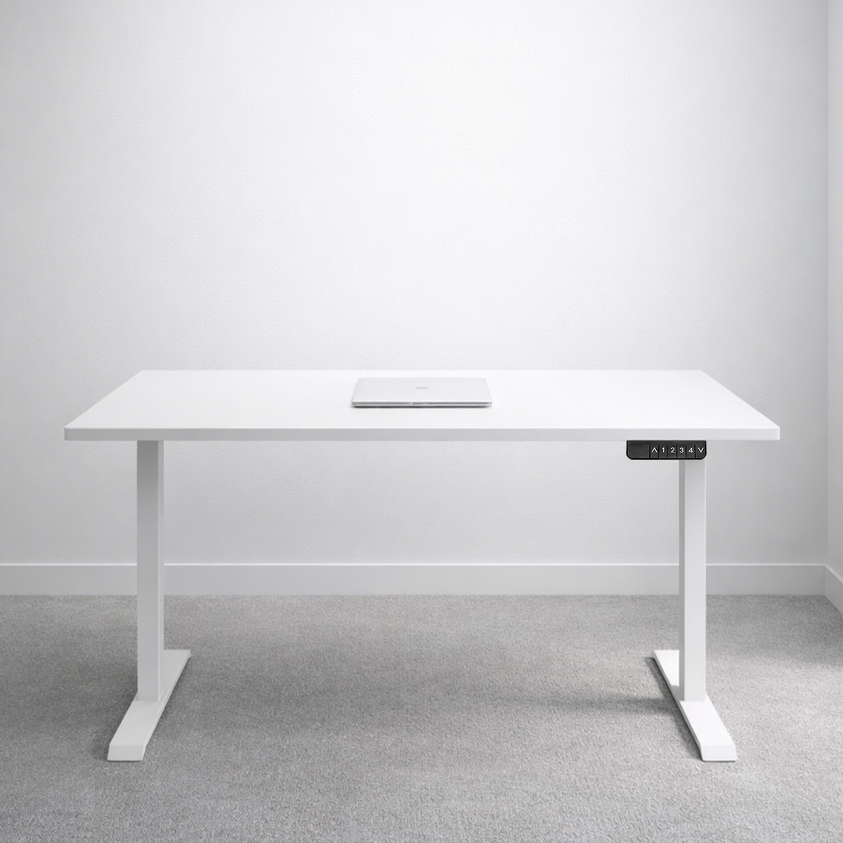 ZY-02 White Dual Motor Standing Desk Coffee Scene