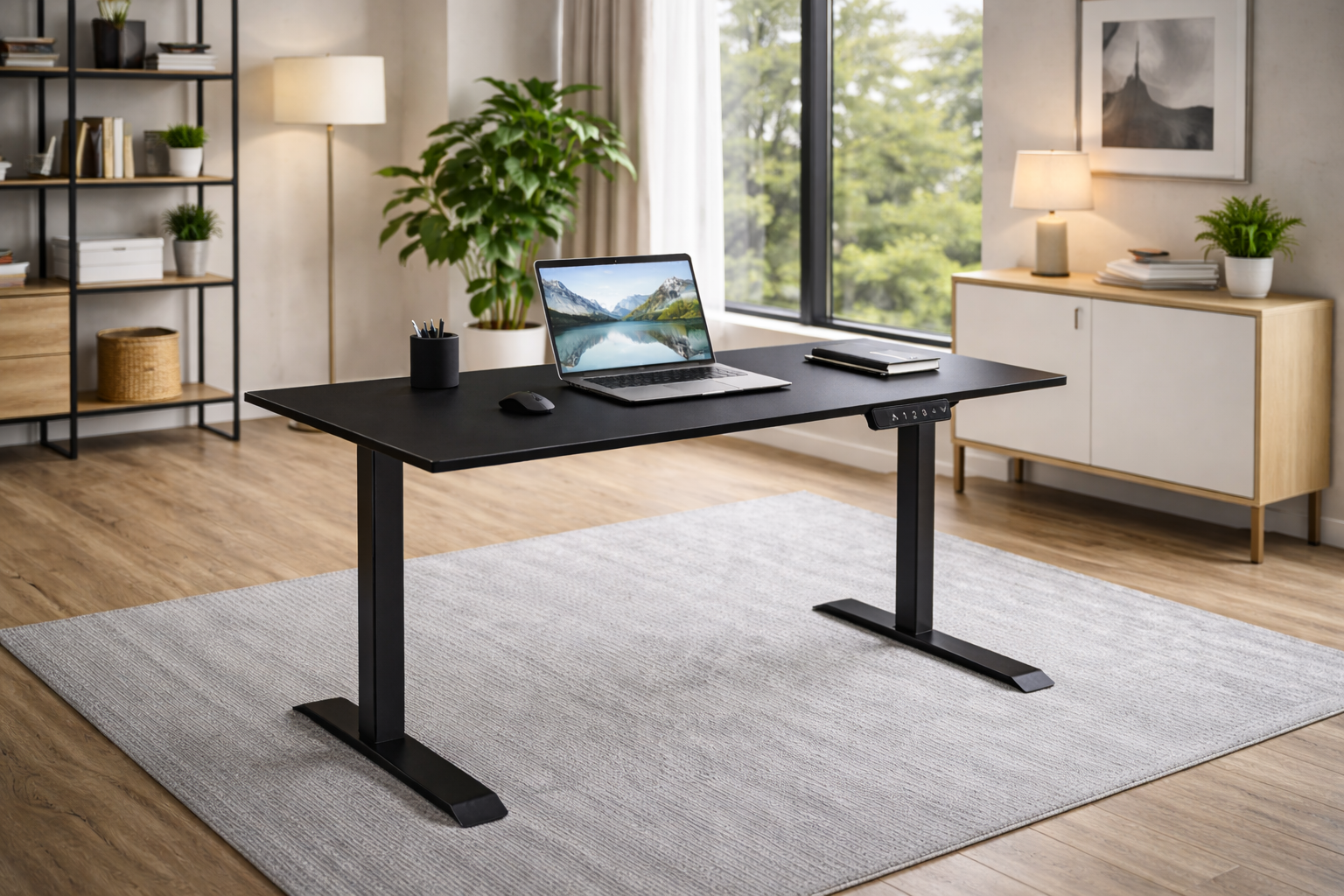ZY-02 Electric Standing Desk | Dual Motor Height Adjustable Sit-Stand Desk | Sleek Black Office Desk
