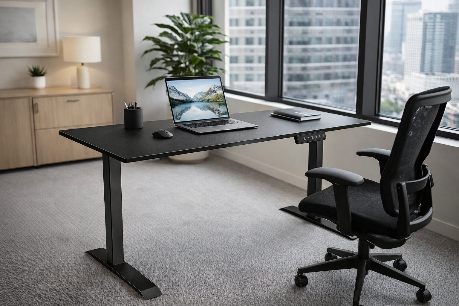 ZY-02 Electric Standing Desk | Dual Motor Height Adjustable Workstation | Black Ergonomic Office Desk