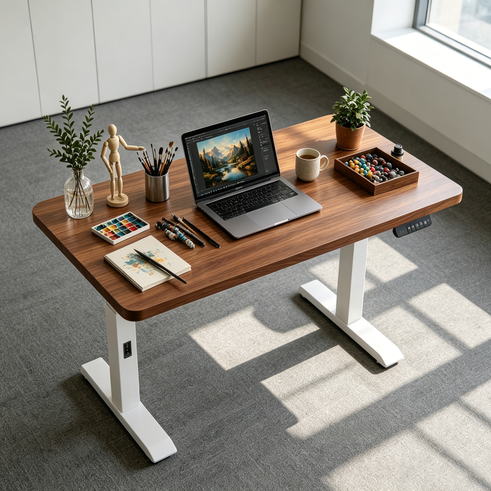 ZY-02 Electric Height Adjustable Dual Motor Desk with Stable T-Leg Design for Office Fit-Out Projects