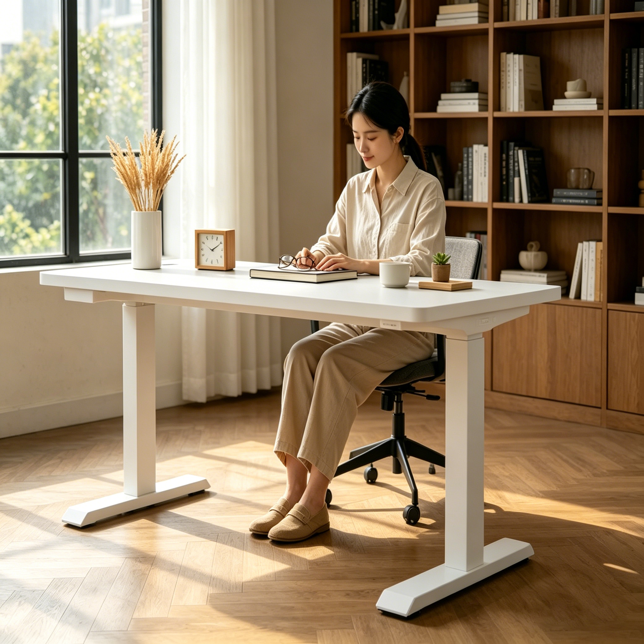 ZY-02 Commercial Dual Motor Adjustable Standing Desk with Anti-Collision System for Shared Workspaces