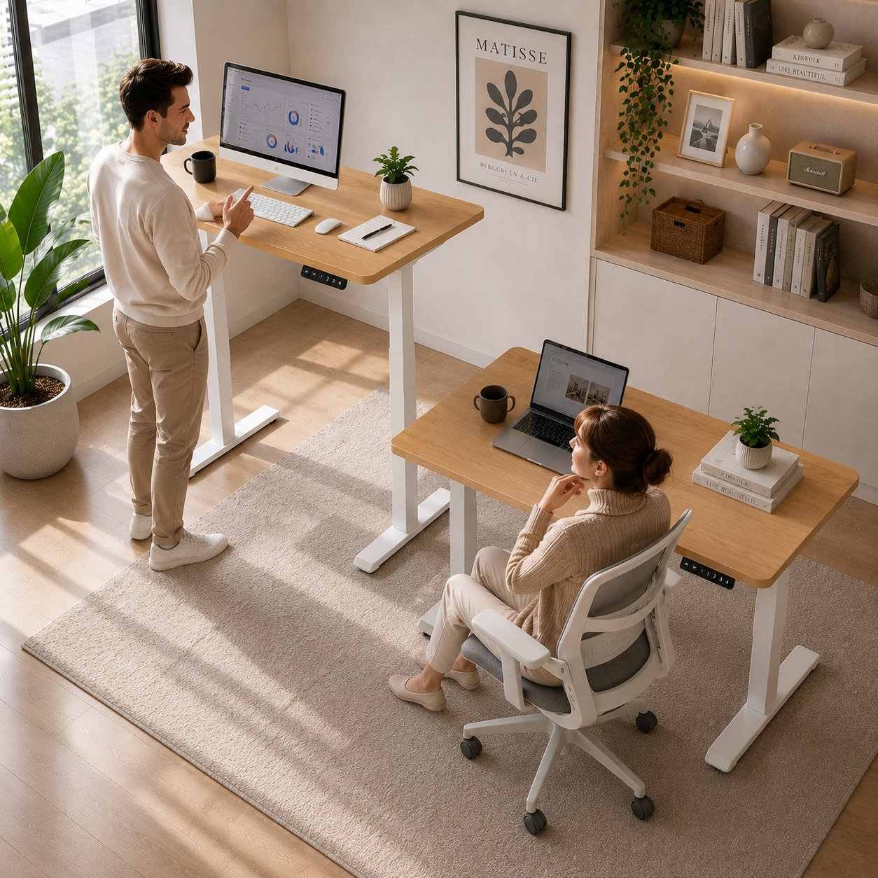 ZY-02 2-Stage Dual Motor Electric Standing Desk with Ultra Stable Frame for Financial Office Workspaces