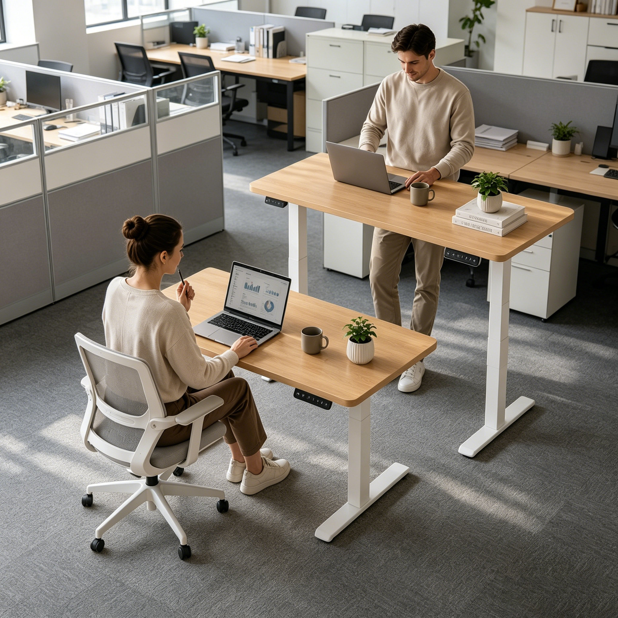 ZY-02 2-Stage Dual Motor Height Adjustable Office Desk with Smart Control Panel for Workspace Solutions