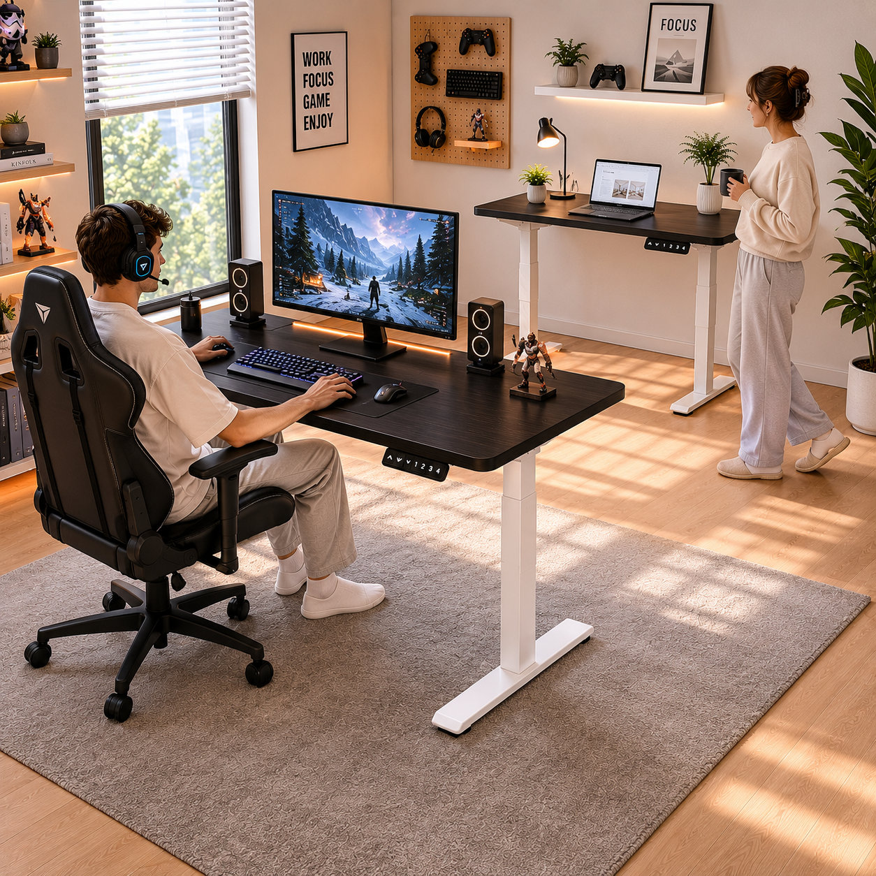 ZY-02 2-Stage Dual Motor Adjustable Computer Desk with Fast Lift Technology for Modern Offices