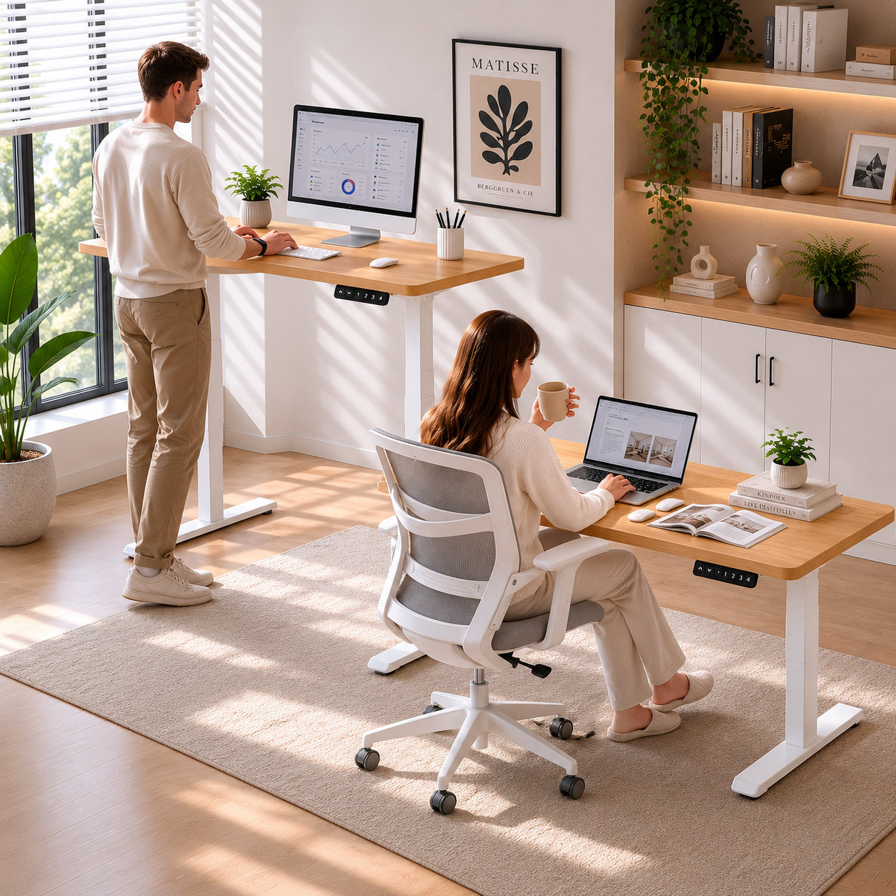 ZY-02 2-Stage Dual Motor Office Standing Table with Anti Collision System for Shared Workspaces