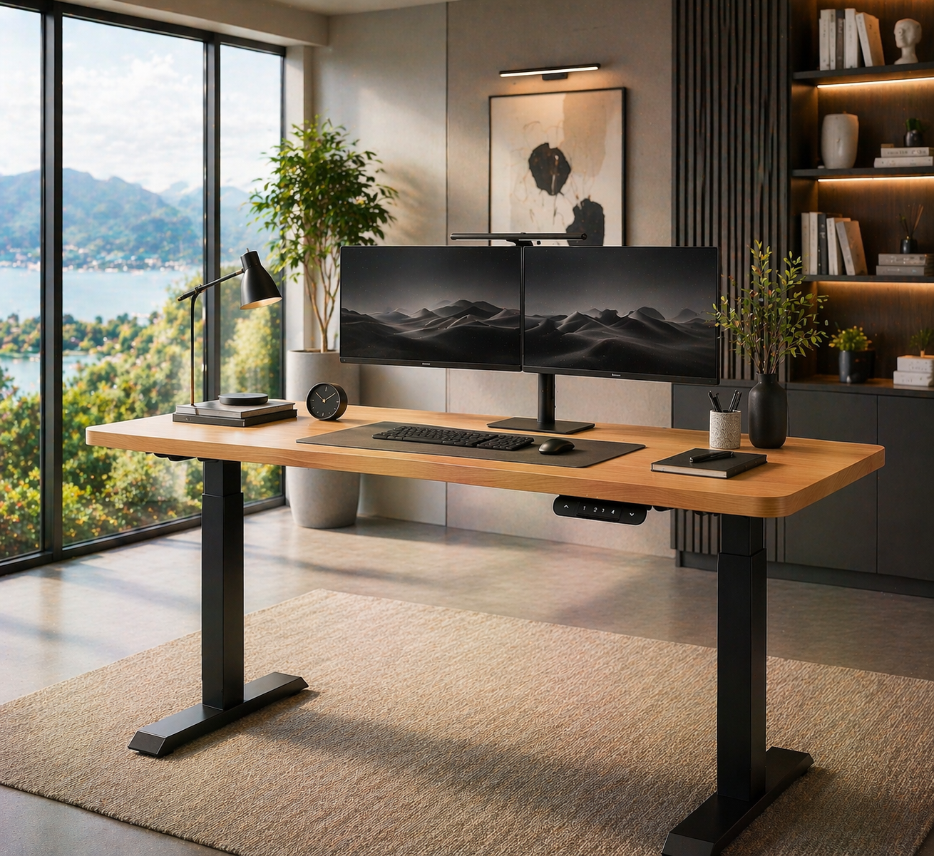 ZY-02 Dual Motor Lift Desk 2-Stage Electric Height Adjustable Table for Commercial Office Projects