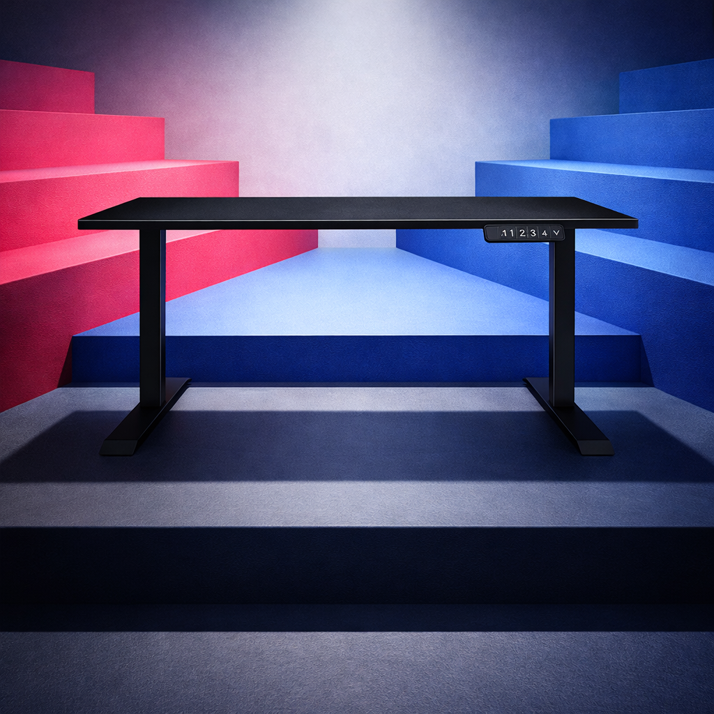 ZY-02 Black Standing Desk with Arch Neon Light Background