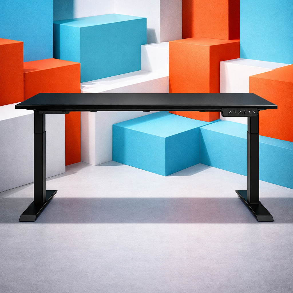 ZY-02 Black Standing Desk with Colorful Light Strip Background