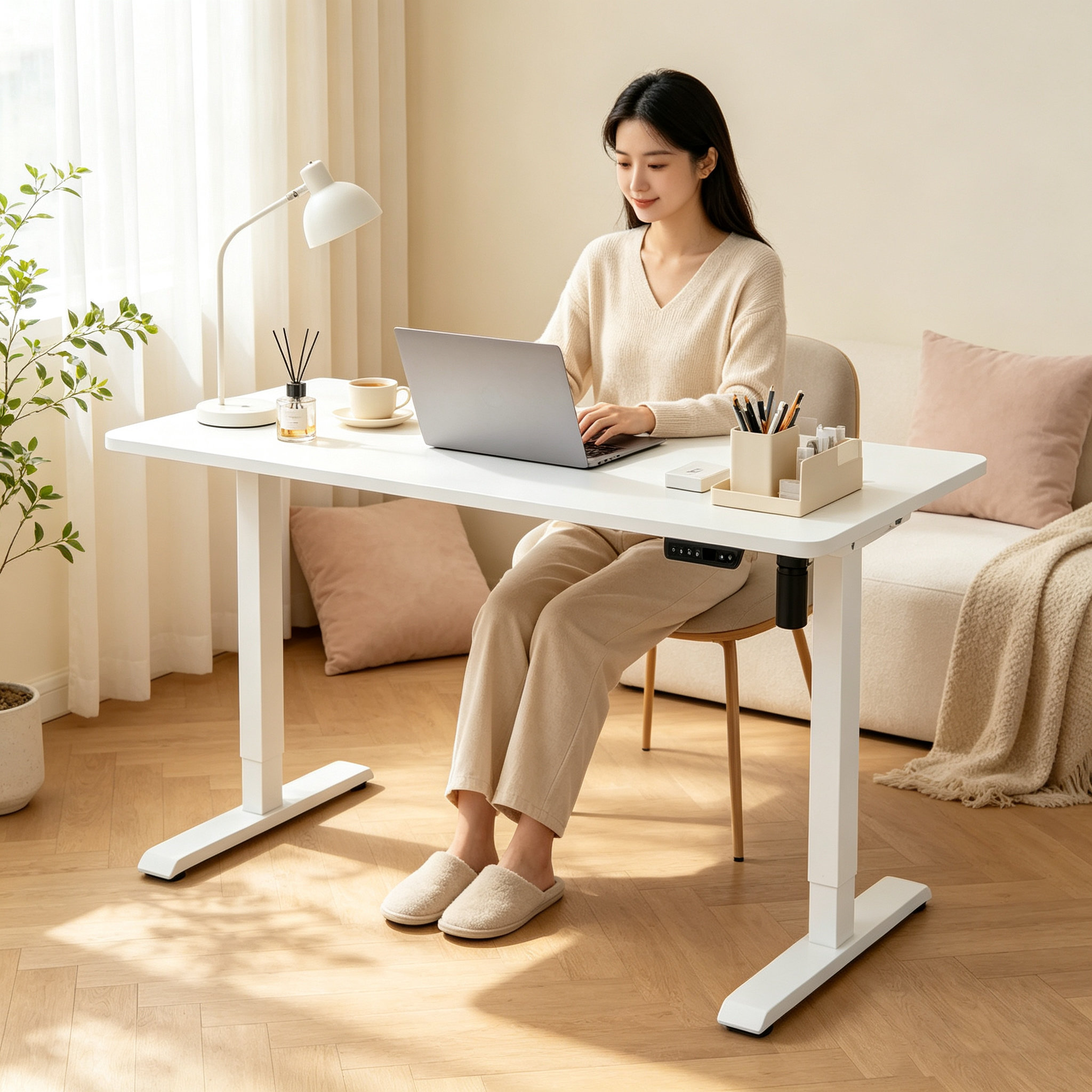 DK-03 Wholesale Single-Motor Desk Frame – Black Steel Structure, Container-Ready Supply for National Distributors